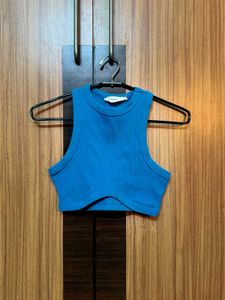 Glassons Ribbed Racerback Crop Top – Bright Blue