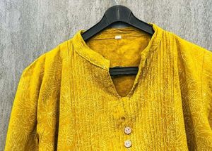 Mustard Pintuck Cotton Kurti