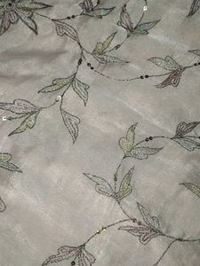 Cream Colour Embroidered Saree