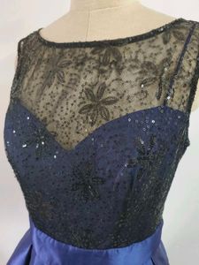 Navy Blue High Low Gown