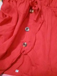 Red Button-Down Top