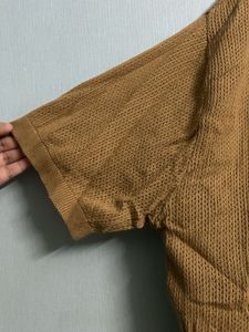 Men&#39;s Brown Knit Polo Shirt