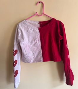 Red &amp; White Crop Top