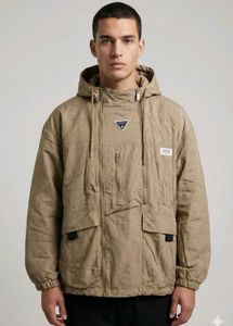 Men's Tan Hooded Jacket