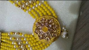 Mustard Colour Necklace With Earings