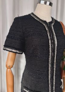 Chic Black Tweed Mini Dress