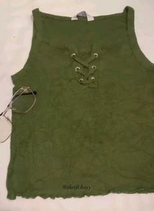 Olive Green Lace-Up Tank