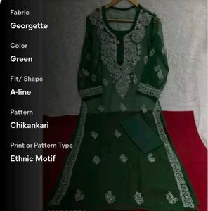 Green Mirror Work Kurti Set
