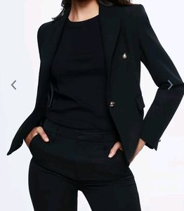 MANGO women black solid blazer/jacket