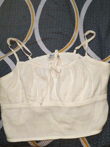White Tie-Front Crop Top