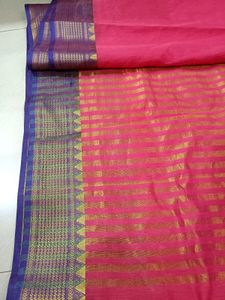 Silk Saree- Pink Saree With Purple Border