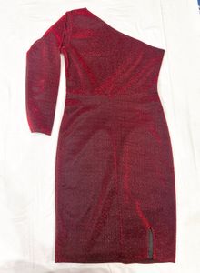 Maroon one shoulder partywear Dress