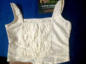 Off White Croset Crop Top