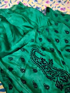 Bottle Green Saree