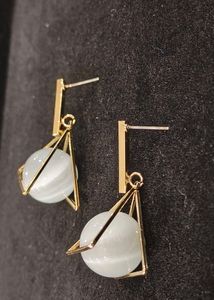 Triangle Drop Gold Toned Earrings