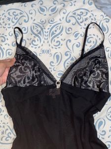 Black Lace Lingerie Slip Dress