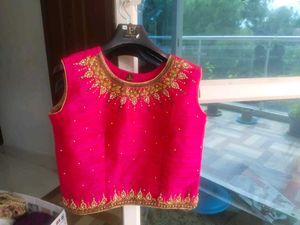 Pink Embellished Sleeveless Blouse