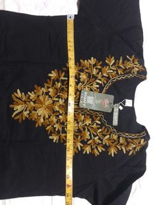 Embroidered Black Tunic Top