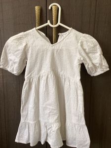 White Eyelet Puff Sleeve Dress