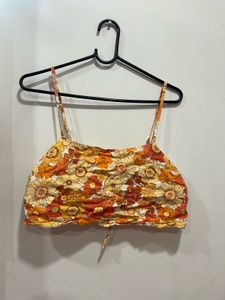 Floral Linen Crop Top