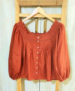 Embroidery Work Light Brown Top Size-40