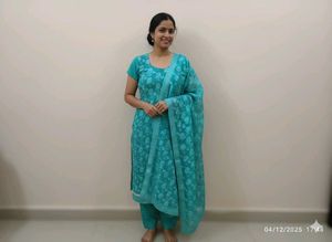 L-xl size Teal Embroidered Salwar Suit