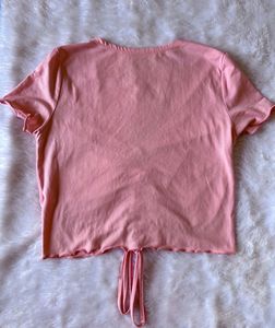 Shein Pink Drawstring Crop Top