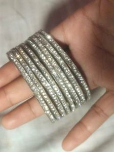 diamond silver bangles