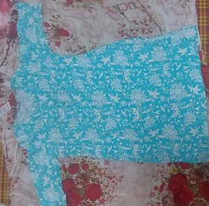 Turquoise Floral Print Tunic - XXL