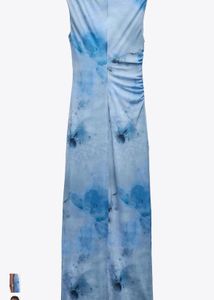 Zara Draped Print Midi Dress