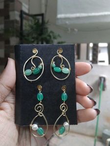 jade earrings , 2 pairs