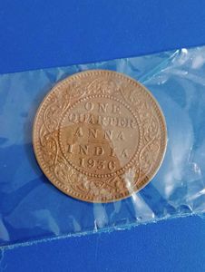 1936 India One Quarter Anna Coin