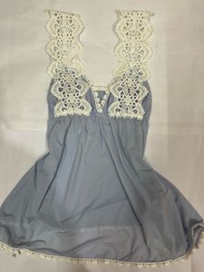 Vintage Light Blue Top With Lace Detailing