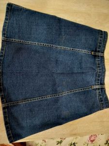Button-Front Denim Mini Skirt