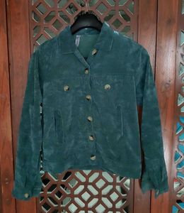 Green Corduroy Button-Down Jacket