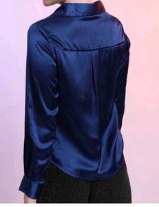Elegant Navy Blue Satin Shirt