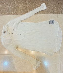 Imported Bohemian Style White Sheer Tunic Dress