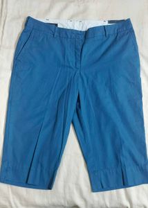 Blue Cropped Chino Pants