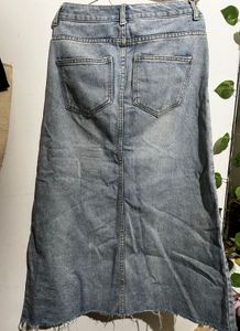 Denim Midi Skirt with Slit