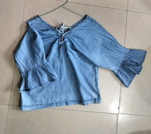 Cute Blue Adjustable Neck Top