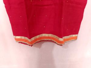 RED EMBROIDERED KURTA AND DUPATTA