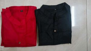 new woman Elegant Red & Black Kurta combo