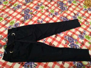 Black Tie-Waist Pants