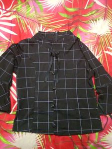 Checkered Bell Sleeve Top