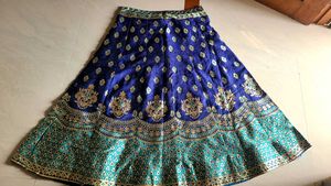Blue & Gold Embroidered Lehenga.