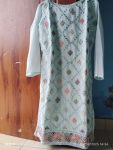 Light Blue Embellished Kurti