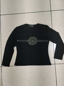 new women Elegant Black Long Sleeve Top