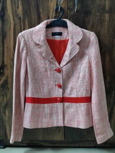 Korean Elegant Red Tweed Blazer