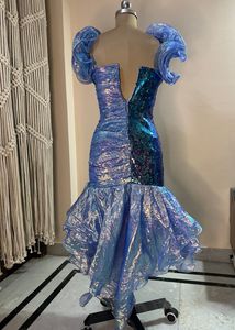 Blue Sequins Ruffle Dress (bust :30-32