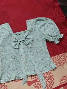 Floral Smocked Top with Bow